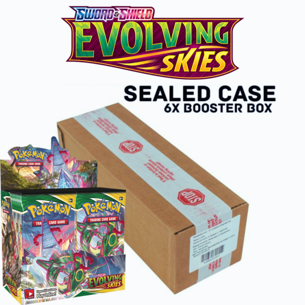 Pokemon Sword &amp; Shield Evolving Skies Booster Box Case (6 stk)